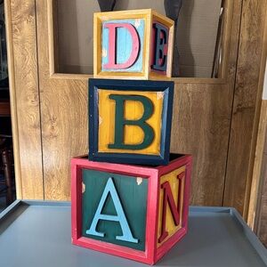 Vintage Wooden Alphabet Block Containers for props or decor